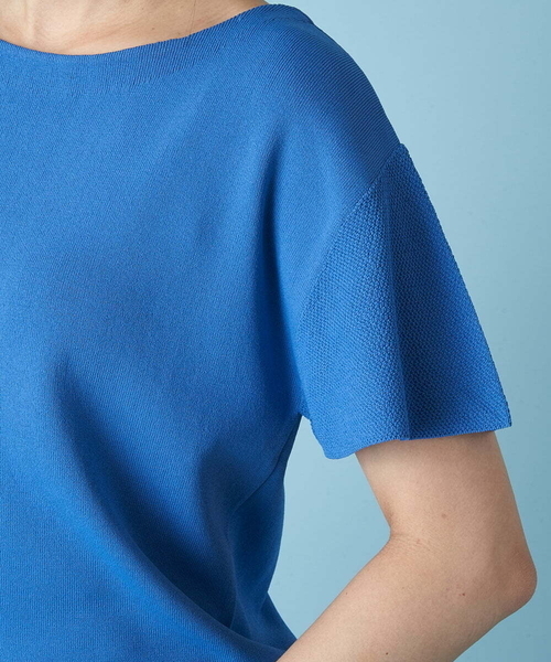 「OFUON le MK」 半袖ニット 38 ライトブルー レディース_画像5