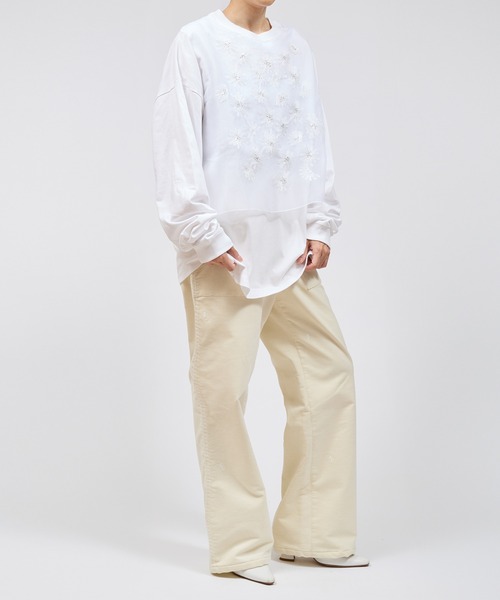 YuumiARIA tシャツ EMBROIDERY LONG SLEEVE TOPS エンブロイダリー