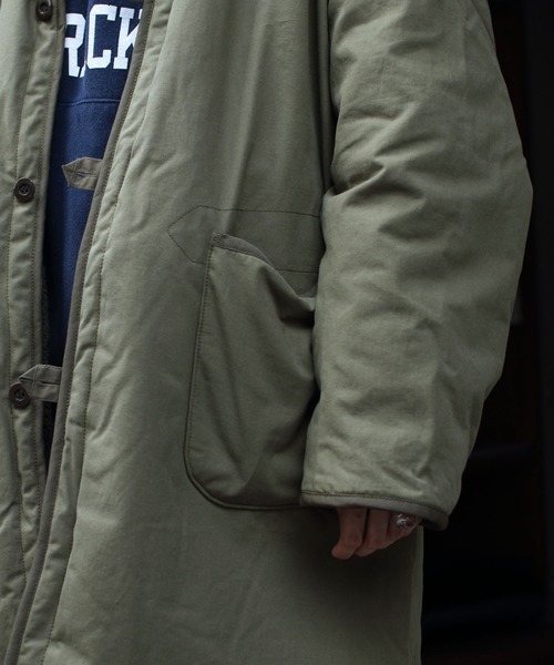 「ARMY TWILL」 ノーカラーコート M カーキ レディース_画像6
