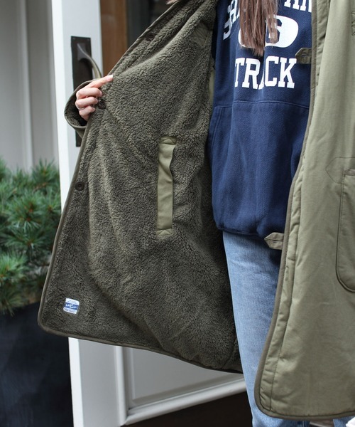 「ARMY TWILL」 ノーカラーコート M カーキ レディース_画像7