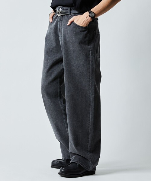 「FREAK'S STORE」 デニムパンツ MEDIUM ブラック メンズ_画像5