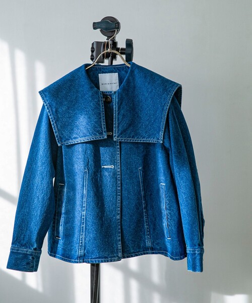 セーラーカラー　デニムジャケット quaranciel デニムジャケット gジャン quaranciel:「洗濯機可能