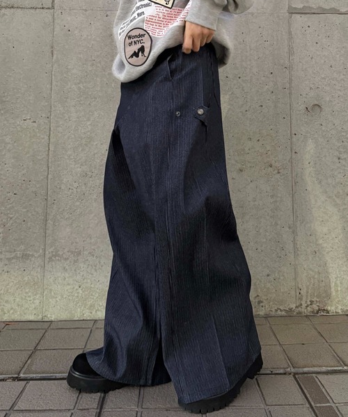 ワイドパンツ ジーンズ サイドタブヒッコリーデニム メンズ レディース
