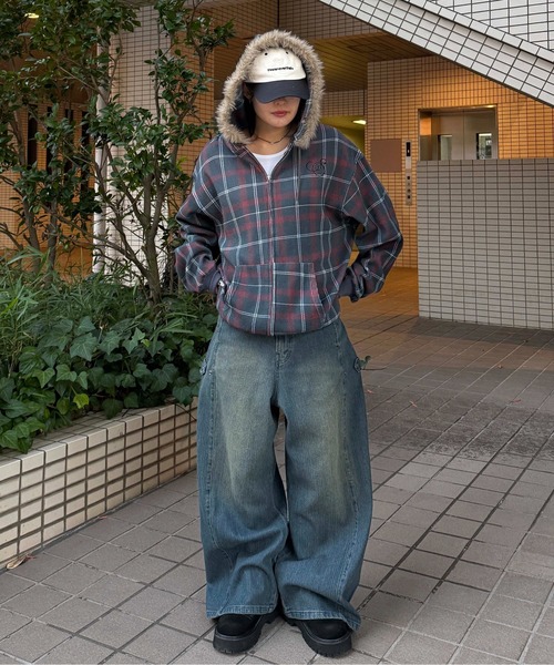 ワイドパンツ ジーンズ サイドタブヒッコリーデニム メンズ レディース