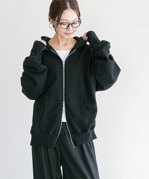 SOLAMONAT（ソラモナ） パーカー ふわりと裏毛 ビッグジップパーカー 