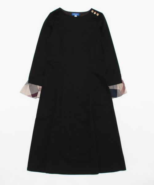 「BLUE LABEL CRESTBRIDGE」 長袖ワンピース 38 ブラック レディース_画像4