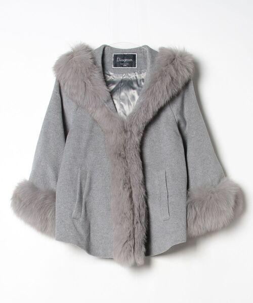 GRACECONTINENTAL♡ノーカラーフォックスファーコート36グレー 「GRACE 