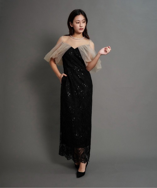 My shawty（マイシャウティー） ドレス offsholder lace dress