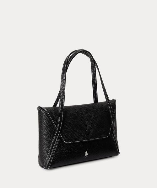レア✨ローレンラルフローレン　ハンドバッグ エンボス レザー ロゴ ブラック 黒 POLO RALPH LAUREN（ポロ・ラルフローレン） ラルフローレン