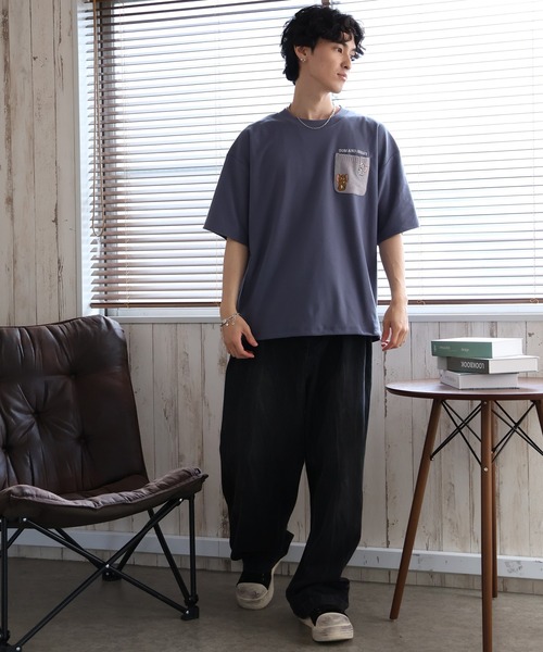 tシャツ 「Tom ＆ Jerry/トム ジェリー」梨地ニットポケット 裾