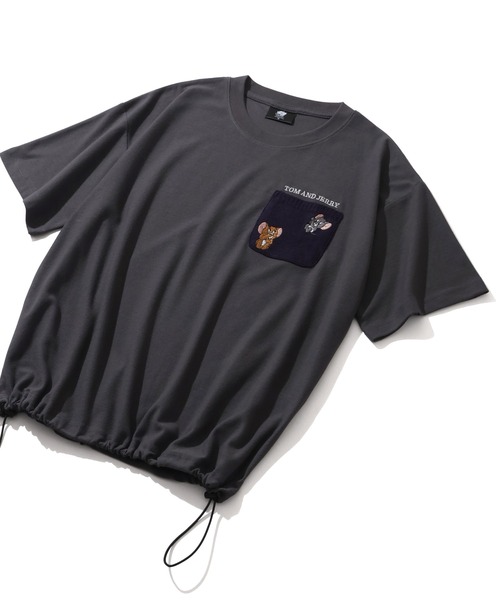 tシャツ 「Tom ＆ Jerry/トム ジェリー」梨地ニットポケット 裾
