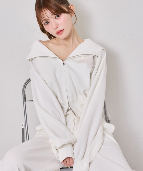 CLANE バックギャザーショートパーカー CLANE(クラネ) / バックギャザーショートパーカー/1/コットン/BLK
