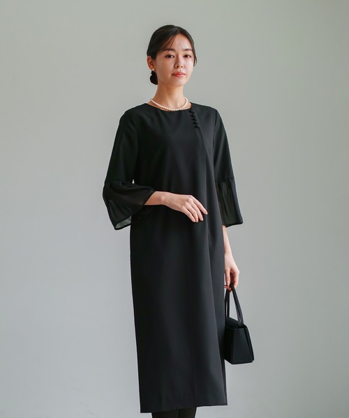 ワンピース 卒業式 喪服・礼服「洗えるフォーマル」フロント開き