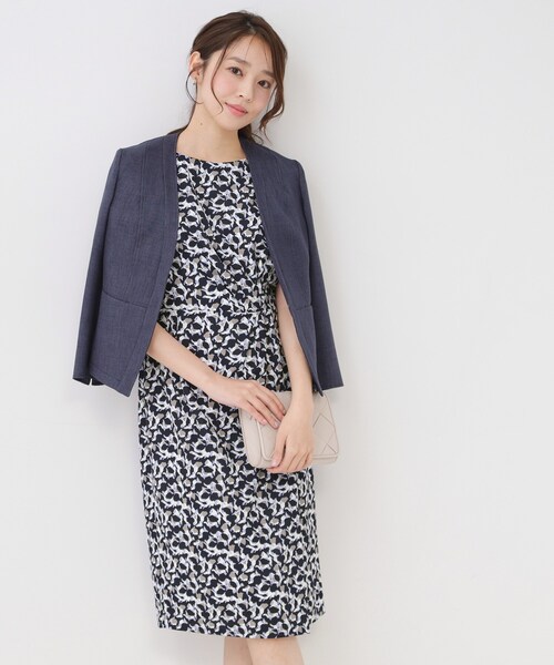 ワンピース 「手洗い可／日本製」タック入タイトワンピースの画像