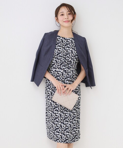 ワンピース 「手洗い可／日本製」タック入タイトワンピースの画像