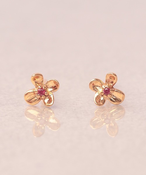 ピアス 「WEB限定」K18vermeil ミニブルーム 天然石ピアス レディースの画像