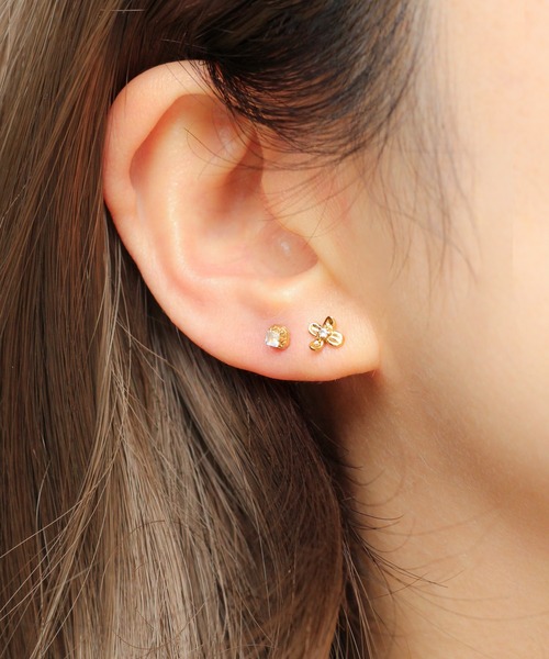ピアス 「WEB限定」K18vermeil ミニブルーム 天然石ピアス レディースの画像