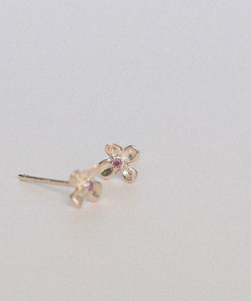 ピアス 「WEB限定」K18vermeil ミニブルーム 天然石ピアス レディースの画像