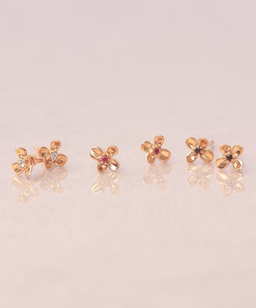 ピアス 「WEB限定」K18vermeil ミニブルーム 天然石ピアス レディースの画像