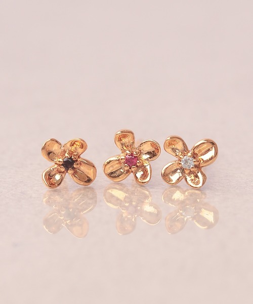 ピアス 「WEB限定」K18vermeil ミニブルーム 天然石ピアス レディースの画像