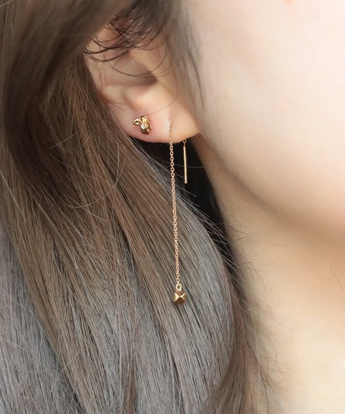 ピアス 「WEB限定」K18vermeil ミニブルーム 天然石ピアス レディースの画像