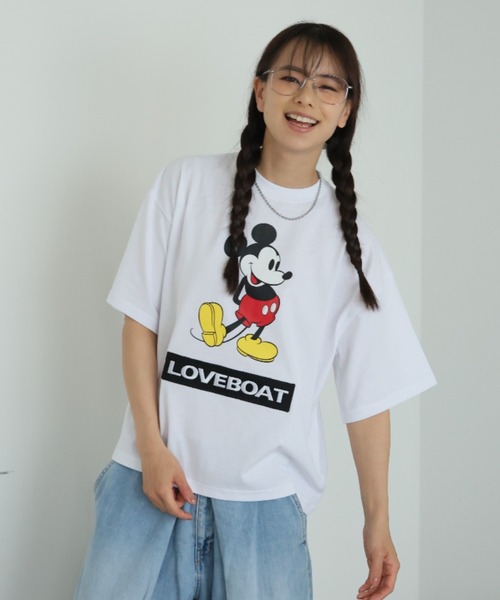 「LOVE BOAT」 半袖Tシャツ「Disneyコラボ」 M ホワイト レディース_画像9