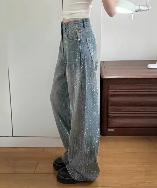 ViViDAY ワイドパンツ ジーンズ デニム デニムパンツ キラキラライン