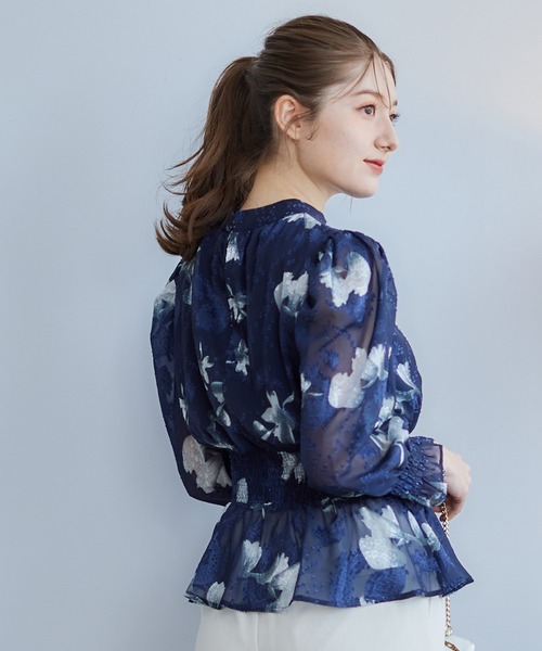 「12Twelve Agenda」 長袖ブラウス M ネイビー レディース_画像3