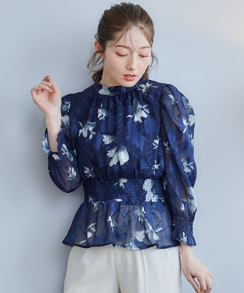 「12Twelve Agenda」 長袖ブラウス M ネイビー レディース_画像7