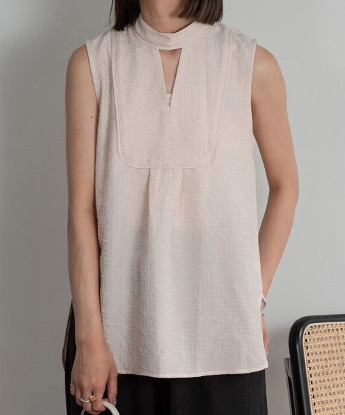 Amiur（エミレ） シャツ ブラウス stand neck wrinkle blouse