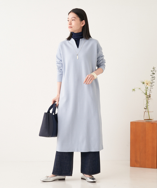 コレックス（collex）/ウール混 バックフォルム前スリットワンピース collex（コレックス） ワンピース ウール混 バックフォルム前スリット