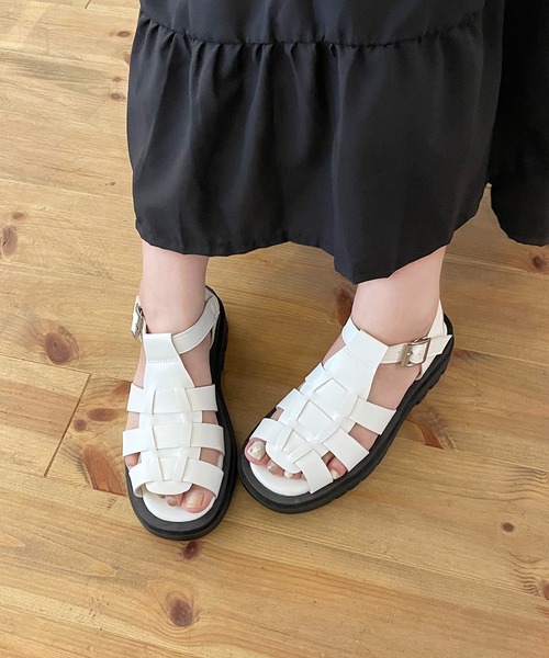 shopnikoniko サンダル トラックソール 厚底 グルカサンダル