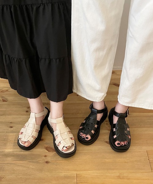 shopnikoniko サンダル トラックソール 厚底 グルカサンダル