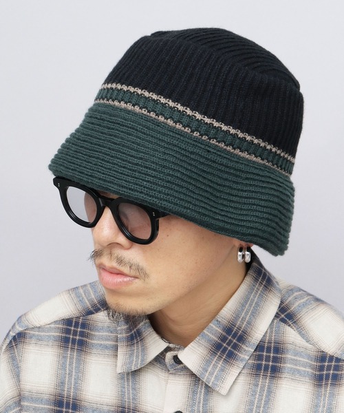 リブニットカシミヤ ツートーン バケットハット 帽子 ハット リブ ニットバケットハット レディース : ZOZOTOWN