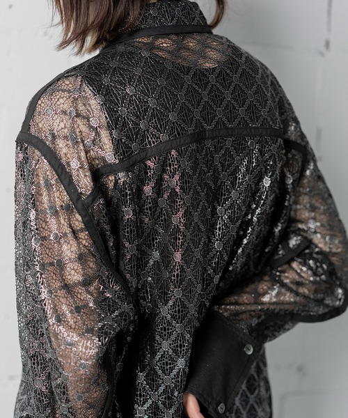 ANOGH ワンピース GLITTER PRINT LACE SHIRT DRESS : ZOZOTOWN