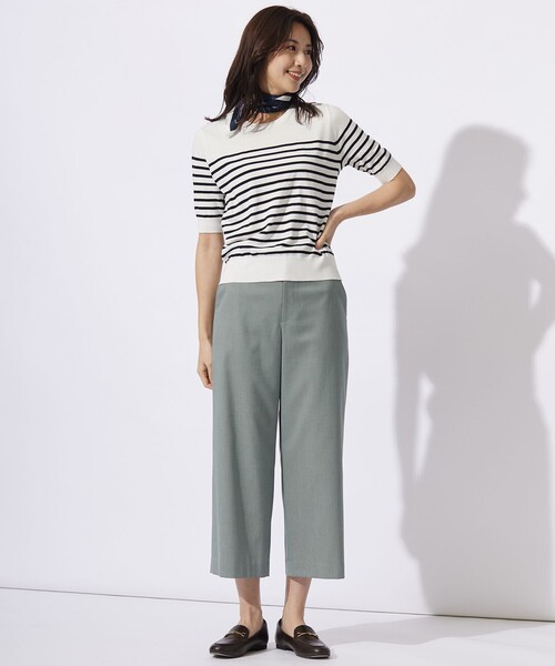 ニット セーター 「洗える」BASIC HT-COTTON クルーネック ボーダー ニット レディース ニット セーター 「洗える」BASIC HT-COTTON クルーネック