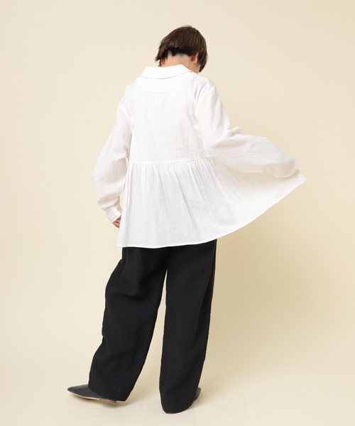 RNA N ⿻ 美品 コットンリネン ダブルボタン ブラウス 春夏 ルーズ 白 RNA N ⿻ 美品 コットンリネン ダブルボタン ブラウス 春夏