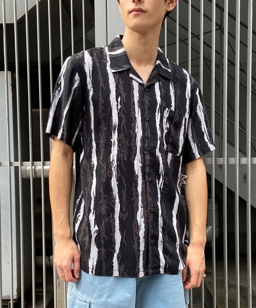 ボルコム　シャツ VOLCOM シャツ VOLCOM/ボルコム 半袖 ストライプ柄 モノトーン