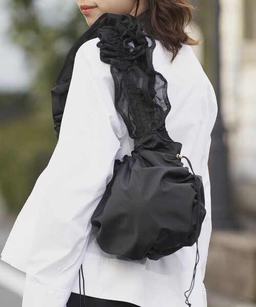 Dries Van Noten フリルメッシュトート☆SALE!国内発送 DRIES VAN NOTEN メッシュ トートバッグ レザートリム ラッフル