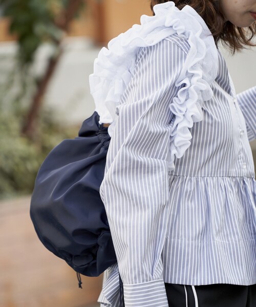 Dries Van Noten フリルメッシュトート☆SALE!国内発送 DRIES VAN NOTEN メッシュ トートバッグ レザートリム ラッフル