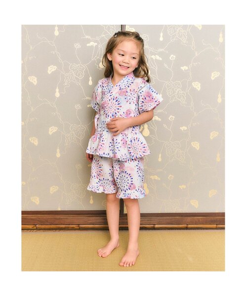 アプレレクール　はんなり浴衣 帯セット　ピンク　140 甚平　キッズ　子供 apres les cours - 【新品未使用】アプレのはんなり浴衣 帯