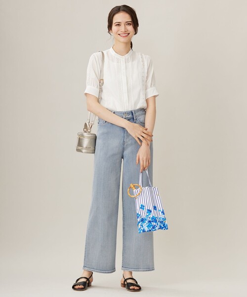 2.5万♡自由区2024完売♡キュプラコットンツイル半袖シャツ ブラウス 自由区 ブラウス シャツ 「洗える」キュプラコットンツイル半袖