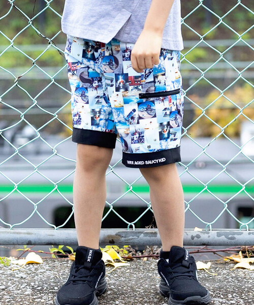 WASK パンツ 「お揃い」5.5分丈グラフィックポケットサテン