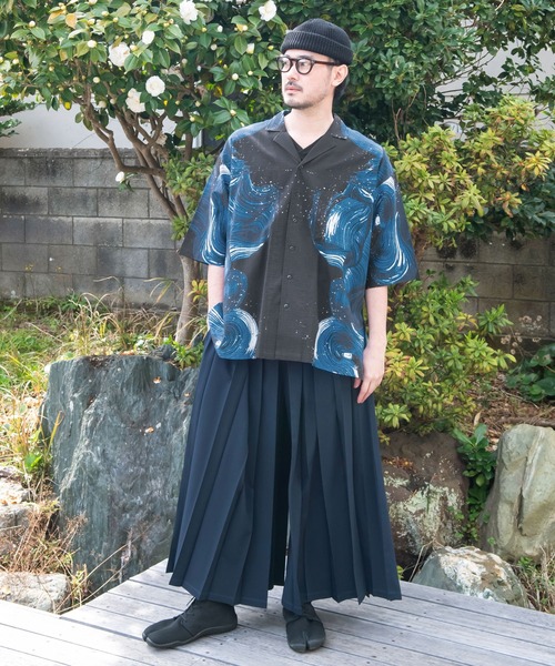 カヤ シャツ 「カヤ」白波メンズ開襟シャツ メンズ レディース