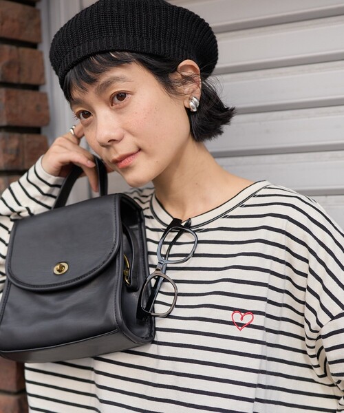 tシャツ ワンポイントハート刺繍 ビッグボーダーロンT レディース | FREAK'S STORE | 01