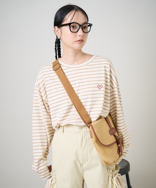 tシャツ ワンポイントハート刺繍 ビッグボーダーロンT レディース | FREAK'S STORE | 19