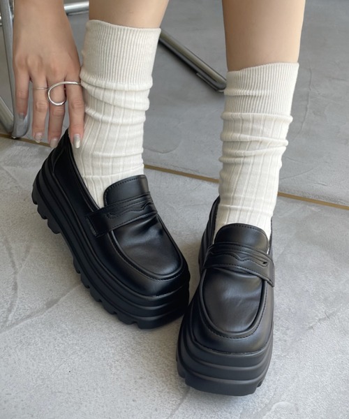 DIAMTE ブラックローファー　厚底　Mサイズ DIAMTE ブラックローファー 厚底 Mサイズ