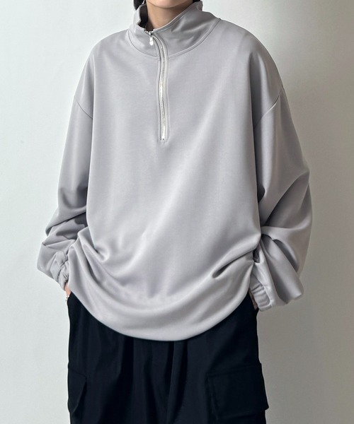 ハーフジップ ドロップショルダー ボリューム袖 長袖 楽天市場】【7/23！クーポンで2,890円】 ハーフジップ きれいめ