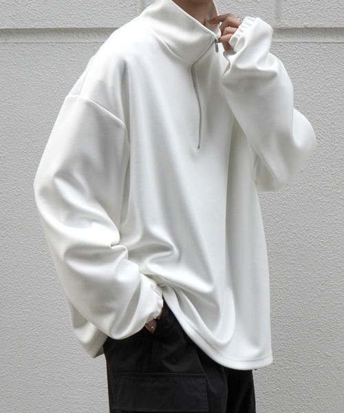 美品 ノーブル ダンボール素材 ボリュームスリーブ スウェット 白ゆったり Confirm トレーナー スウェット ドレープとろみ ボリューム