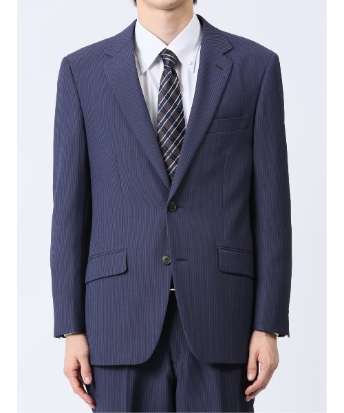 【美品・パンツ2本】タカキュー セットアップ スーツ ネイビー ストライプ Y5 TAKA-Q セットアップ 「2パンツ ストレッチ ウォッシャブル